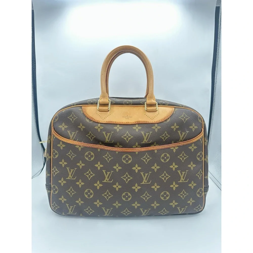 Louis Vuitton Monogram Deauville Handbag Brown With Bachata Leather